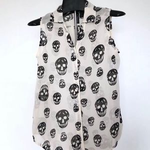 Fun & Flirt Skull skeleton Sleeveless Blouse